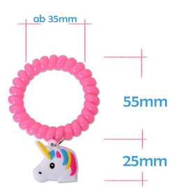 TE-Trend Unicorn Horse Spiral Band Jewellery Bracelet Set Bangle Pendant 50 mm Party Birthday Party Bags Assorted Pack of 6, Plastic