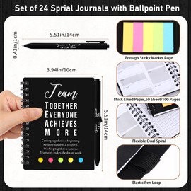 Resurhang 48 Pcs/24 Sets Employee Appreciation Gift Valentine's Day Inspirational A6 Spiral Weekly Notebook Motivational Ballpoint Pen for Coworker Nurse Teacher(Black,Team Together)
