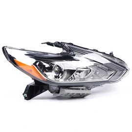 MaldHau Headlights For 2016 2017 2018Nissan Altima Halogen Headlights Headlamps Chrome Housing Headlight Assembly Right Passenger Side (RH)