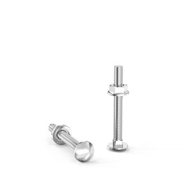 ORTAVA Carriage Bolts M6 x 50 Galvanised DIN 603 (Pack of 20) with Hex Flange Nut, Carbon Steel, Round-Head Screws