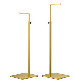 YIFU DISPLAY Purse Display Stand - 2 Pack Polished Gold Counter Adjustable Height Handbag Display Stand- Single Hanging Hook Bag Display (Polished Gold)