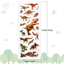 Zonon 14 Sheets Dinosaur 3D Puffy Stickers Dinosaur Theme Stickers DIY Decoration Animal Stickers for Scrapbook, Reward Prizes, Dinosaur Themed Birthday Party Favors Supplies