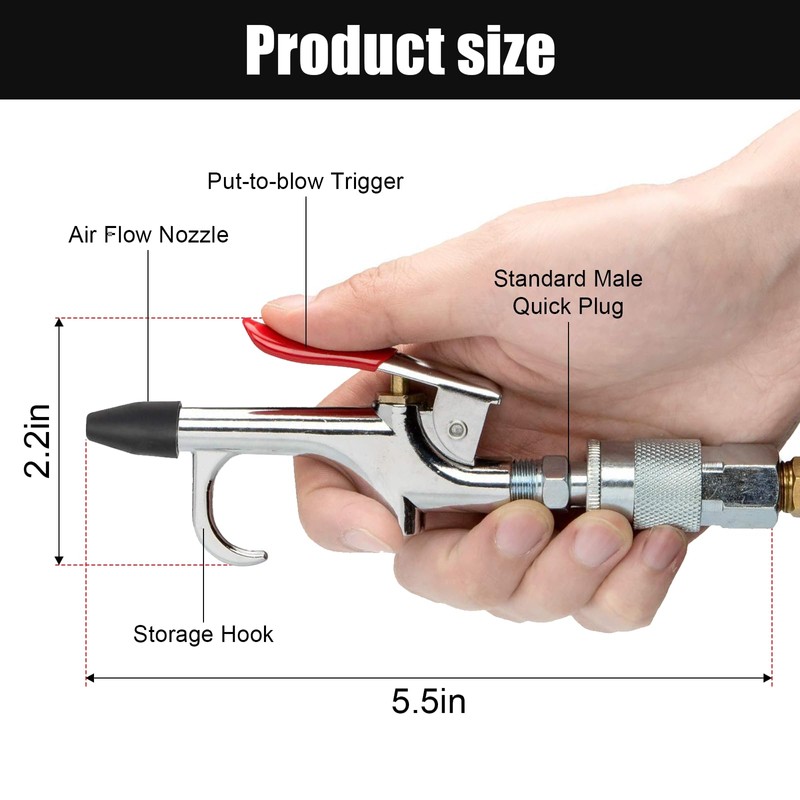 ZIMISI 2-Way Connection Air Nozzle Blow Gun Kit, Air Compressor