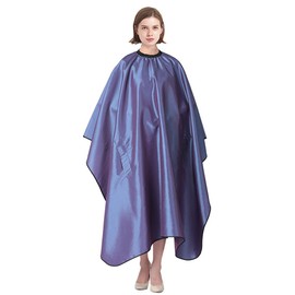 TOPTIE Satin Salon Client Barber Shop Hair Cutting Cape with Adjustable Neckline and Cuff Opening, 63" x 55"-Purple