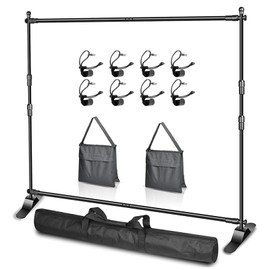 EMART 8 x 8ft (W x H) Adjustable Photo Backdrop Banner Stand with Telescopic Tubes, Suitable for Trade Shows, Professional Photography Booths, and Step and Repeat Background Displays