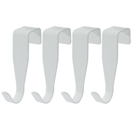 Cionyce Over Cabinet Door Hook, 4 Pack Carbon Steel Door Hanger for Kitchen Cabinet Bathroom Door(White)