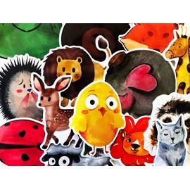 25 Random Animals Stickers for Young Kids Children Child Decals for Laptop Computer School