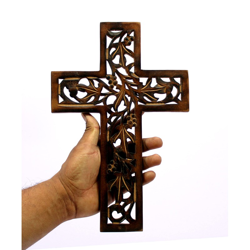 ESPLANADE StonKraft Jesus Christ Cross Catholic Wooden Crucifix for Wall,