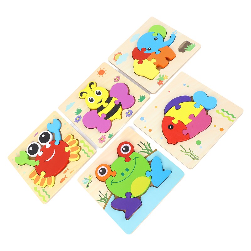 5pcs Baby Jigsaw Puzzles Animal Shaped Colorful Printing Educational Hands