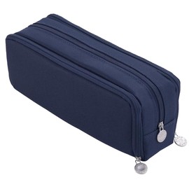 Estuche Grande OIOSEN con 3 Compartimentos para Oficina, Bolsa de Lápices, Organizador de Cosméticos (Azul marino)