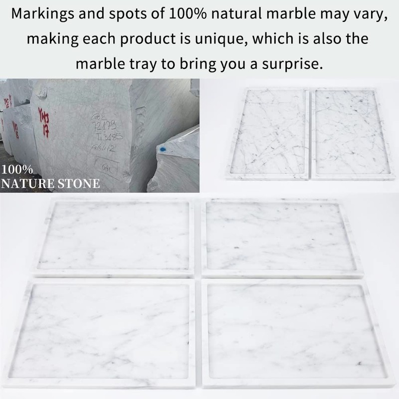 100% Natural Marble Serving Tray Luxury Marble Storage Tray for