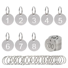 NumRealm 30mm Number Labels with Rings, 304 Stainless Steel Numbered Key Tags, Metal Number Tags, Keychain Labels - 1 to 10