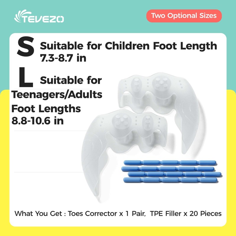 TEVEZO Toe Spacers & Bunion Corrector for Kids | Toe