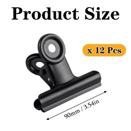 GUOKOFF 10 Pcs Large Bulldog Clips, 90mm Binder Clips, Metal Hinge Clips Binder Paper Clamp for Crafts Photo File Office (Black)