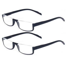 Kerecsen Reading glasses 2 Pair Half Moon Half Frame Readers Spring Hinge Men and Women Glasses (2 Pack Black, 1.75)