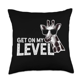 Funny Giraffe Get On My Level Throw Pillow