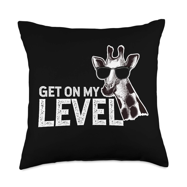 Funny Giraffe Get On My Level Throw Pillow