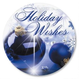 Blue Display Ornament Christmas Envelope Seals - Set of 144 Self-Adhesive, Flat-Sheet, 1-1/2" Sticker Seals, By Colorful Images