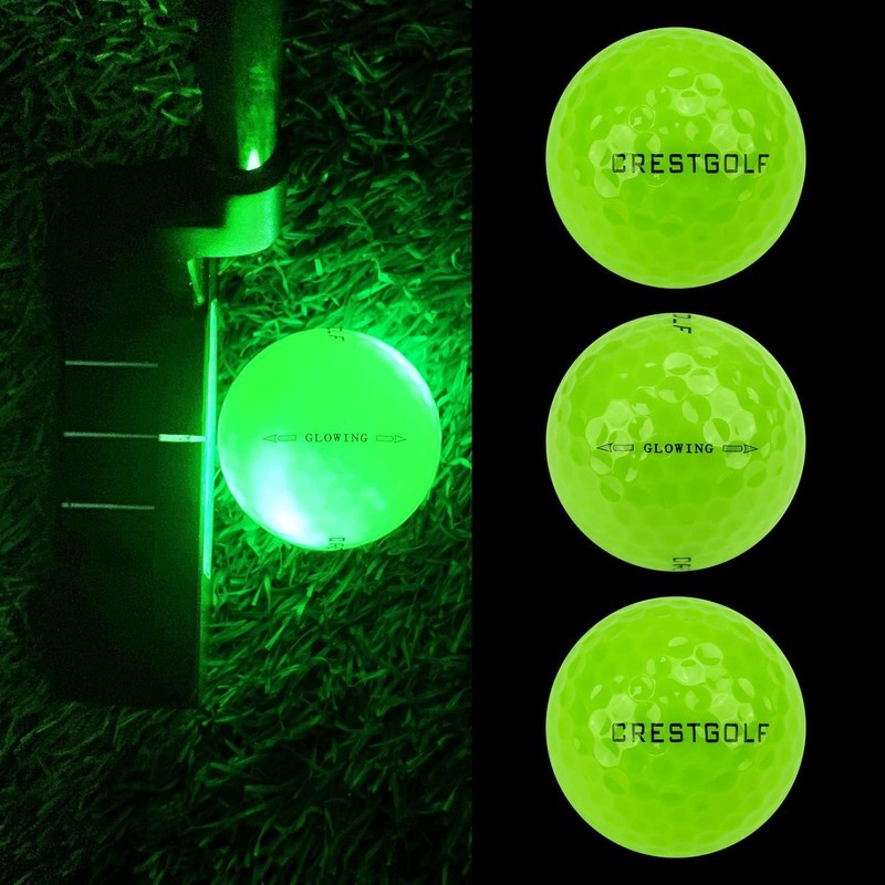 Crestgolf Glowing Golf Balls Night-Glowing Balls Light Up in the