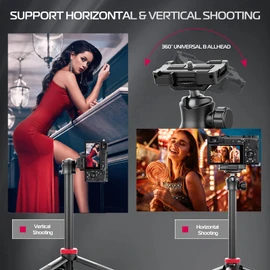 ULANZI MT-44 Extendable Phone Tripod - 43 inch Portable Vlog Camera Tripod Handheld with Ball Head, Tabletop & Travel Tripod for Vlogging/Live Streaming/Video Recording