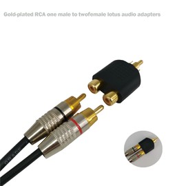BRIEFCEC RCA Splitter Adapter, RCA Y Adapter AV Adapter 1 RCA Male to 2 RCA Female RCA Adapter RCA to JACK for Subwoofer, Speaker, AMP, Turntable, Receiver, Home Theater(Y Adapter, 5Pcs, Gold)