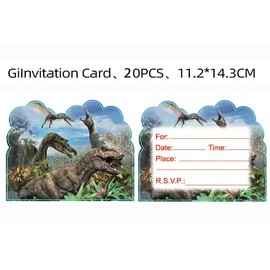LEOWEST 20pcs Dinosaur Birthday Party Invitations,Dinosaur Invitations Birthday Party Supplies Decoration (Invitations4)