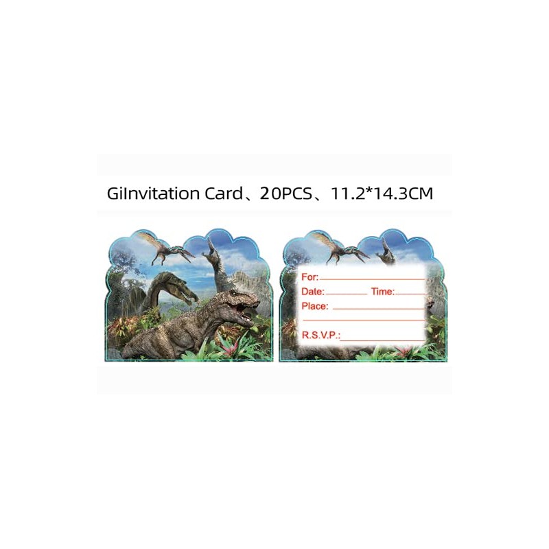 LEOWEST 20pcs Dinosaur Birthday Party Invitations,Dinosaur Invitations Birthday Party Supplies