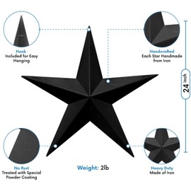 EcoRise Dark Bronze Barn Star – Star Wall Décor, Metal Stars for Outside or Inside of House, Iron Texas Metal Star Rustic Vintage Western Country Home Farmhouse Wall Art Decorations (22")