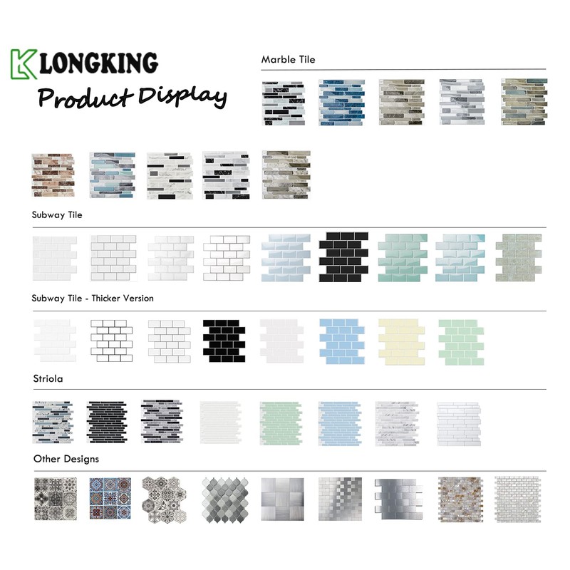 LONGKING Peel & Stick Backsplash Tile for Kitchen, Gray Stick