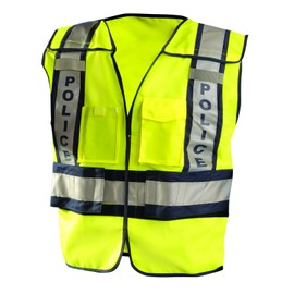 OccuNomix Premium Solid Public Safety Police Vest - High Visibility, ANSI Certified, Adjustable Fit, 3X/4X-Large, Yellow/Navy, LUX-PSP-Y3/4X
