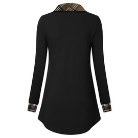 VALOLIA Tunic Tops for Women Loose Fit, Ladies Sweaters Winter Sweater Tunics for Women Winter Warm Tops Long Sleeve Flared Blouse Form Fitting Shirts Work Tunic Length Sweatshirts Small Black Coffee