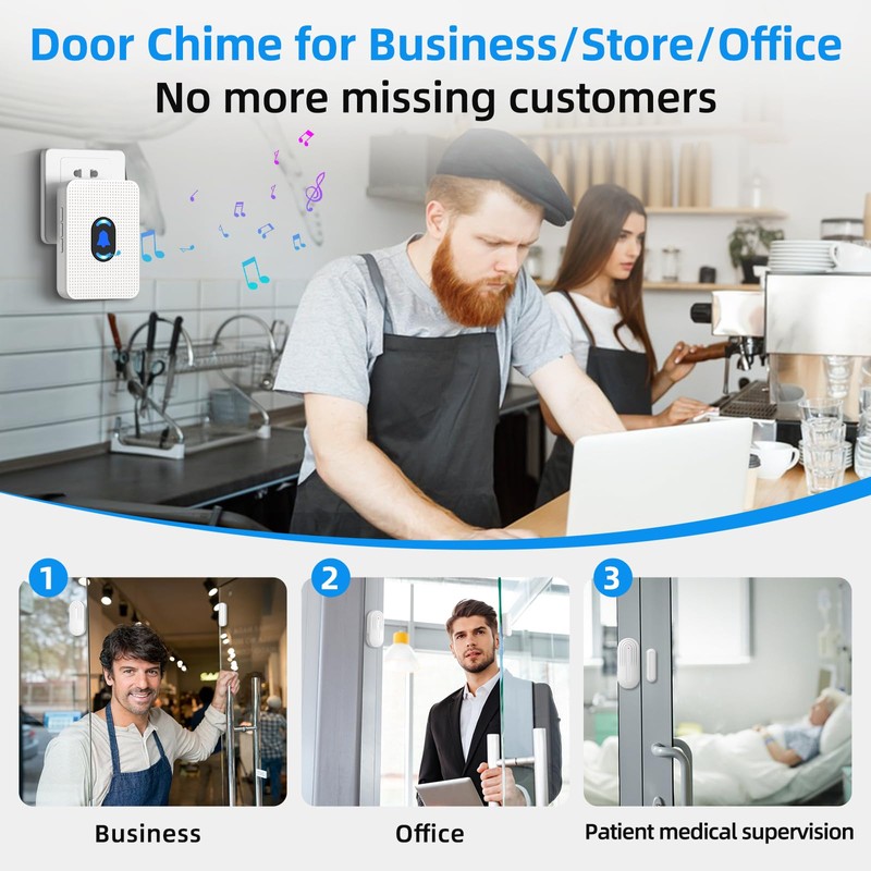 Daytech Wireless Door Chimes When Door Opens with 800ft Long