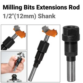 Milling Cutter Collet Extension Chuck Cutter Extensions Rod Shank Milling Cutter Collet Extension Chuck for Woodworking (12mm Shank)