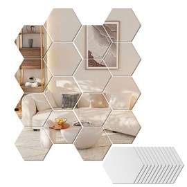 MOAZIFI Deko, 12 Stück Sechseck Acryl Spiegel, Wand Deko Für Zimmer, Schlafzimmer, Wohnzimmer, DIY Bastelprojekte, Selbstklebend, Sicher Und Leicht, Zimmer Deko
