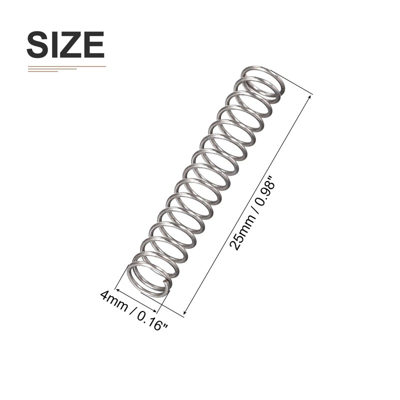 DTGN 0.4x4x25mm(DxODxL) Compression Spring - 20Pack - Good for Machinery