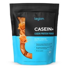 LEGION Casein+ Casein Protein Powder (Salted Caramel) - Slow-Release Micellar Casein Protein Powder - Non-GMO, Gluten-Free & Naturally Sweetened Casein Powder from Grass-Fed Cows