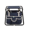 Unbranded 16" Folding Gardening Stool with Detachable Tote, Navy Blue