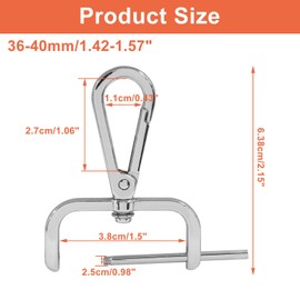 Litoexpe 4 Pack Detachable Snap Hook Swivel Clasp with 1.5 Inch Screw Bar, Silver Heavy Duty Swivel Lobster Claw Clasps, with Cross Screwdriver