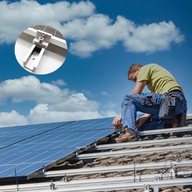 Solar Panel Bracket Kit - 10 Pcs Aluminium Mounting Rail 120mm, Z-Bracket Set, Center Clamps, Solar Mounting Rail Connector for Metal, Tin, Flat, Sheet Roofs