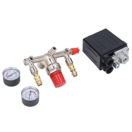 Air Compressor Pressure Switch, AC 240V/380V Air Compressor Pressure Valve Clear Display Adjustable Outlet Heavy Duty with Pressure Gauge for Pump