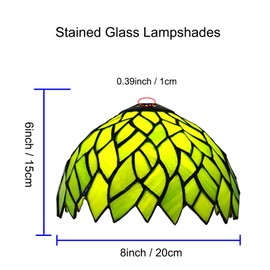 Errzom Tiffany Lamp Shade 8 Inch Wide Accessories Replacement Wisteria Style Stained Glass Lampshade Vintage Leaves Light Cover for Table Lamp Pendant Light Desk Lamp Bedside Reading Lamp,Green