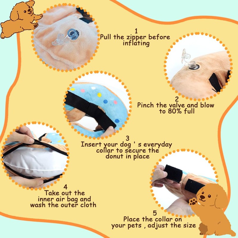 crazy bean Inflatable Collar for Dogs and Cats, Protective Collar,