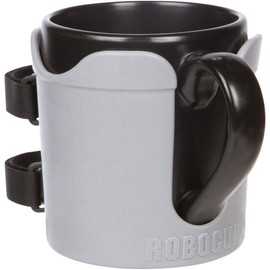 ROBOCUP Plus, (gris), accesorio complementario XL, soporte para vasos de extensión, mayor capacidad de bebida, perfecto para barcos, carros de golf, caminantes, sillas de ruedas y trabajo. Fabricado en Estados Unidos (incluye 1)