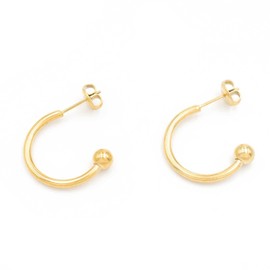 Vintageparts Half Creole Earrings 20 mm 304 Stainless Steel with 14 K Gold Plating 2 Pieces for Jewellery Making Women and Men Jewellery Unisex