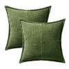 MIULEE Moss Green Corduroy Pillow Covers 18x18 Inch with Splicing