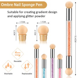 HYWWPFLAY 19Pcs in 1 Set Nail Sponges for Ombre Double-Head Nail Pen Ombre Brush for Gel Nails French Tip Manicure Brush Nail Art Tools with 18Pcs Replacement Sponge Head (Orange)
