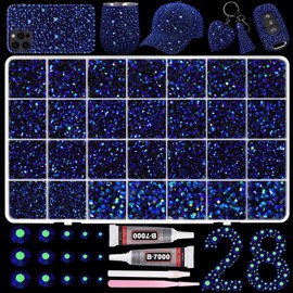 Jelly Black Blue Rhinestones for Bedazzling Kit, 2-6mm Gems for Crafts DIY