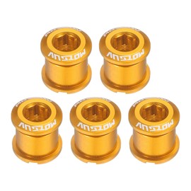HARFINGTON 5pcs Double Chain Ring Bolts M8 Aluminum Alloy Bicycle Crankset Nuts Chainwheel Screw for Road Bike Mountain Bike, Yellow