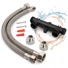 Frutlait WP596816 Sensor Valve Kit for watts Recirculating Hot Water Pump, Essential Component of Hot Water Recirculation System, Includes 2 x 12in Stainless Steel Pipes & Thermal Bridge Valve