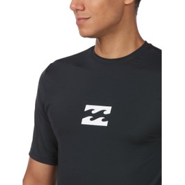Billabong Men's Standard Classic Short Sleeve Loose Fit Rashguard, Black Wave, Small